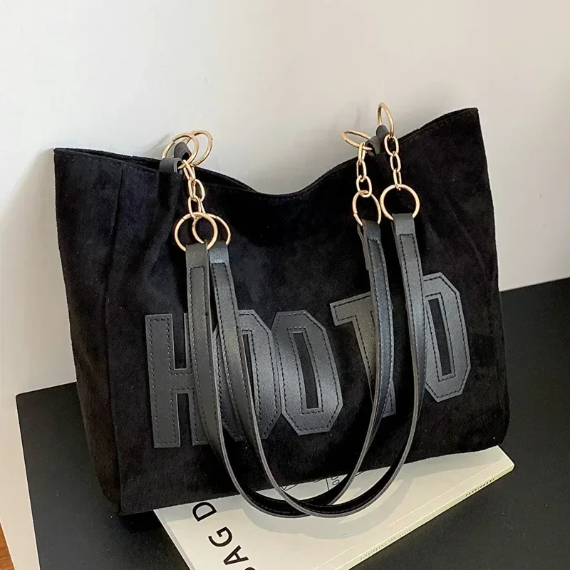 Women Hand Bags For Office - 無地のショルダーバッグ、トレンド感のあるレタープリントのトートバッグ、女性向けキャンバス地のハンドバッグ。オフィス、大学、職場、旅行など、様々なシーンで使えるハンドバッグ。