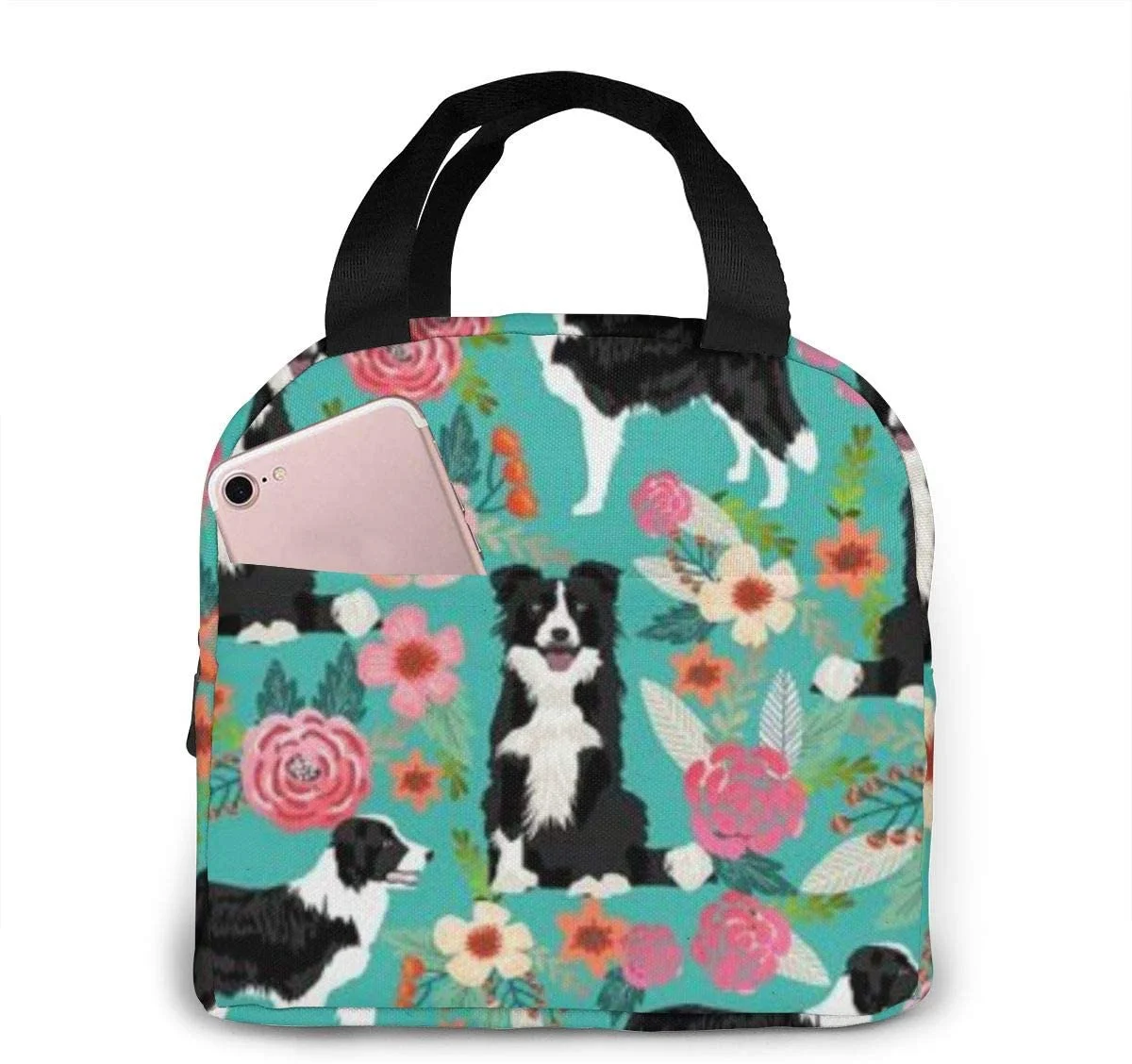 ランチバッグ、若いボーダーコリー犬のイラスト入り、保温機能付 - Women'S Young Bags のレビューと価格