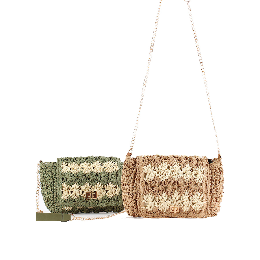 女性用ストロークロスボディバッグ 夏用パッチワーク織りショル - Women'S Raffia Bags のレビューと価格